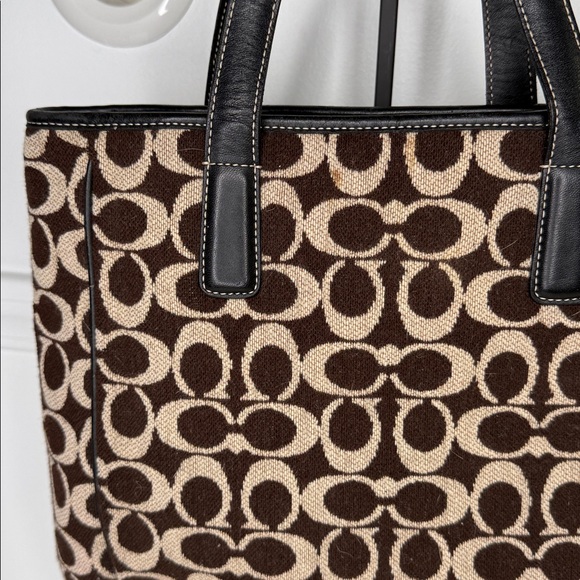 Coach vintage Signature Wool Tote E0J-8131 rare handbag purse top handle logo - Picture 3 of 14